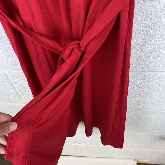 ADRIANNA PAPELL Women’s JERSEY DRESS Morcan Ruby Faux Wrap Dress Red Sz 16 - Picture 5 of 11